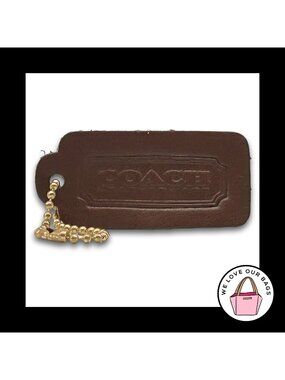 COACH VINTAGE LEATHERWARE HangTag Bag Charm Keychain Fob Cocoa Brown Glovetanned